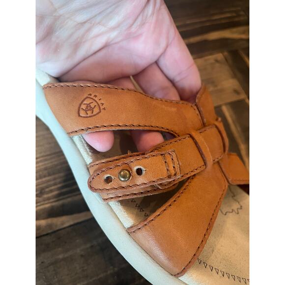 Ariat Leather Western Cowgirl Flip Flop Thong Sandal Women 9 Beach Comfy Slip On - Picture 3 of 9